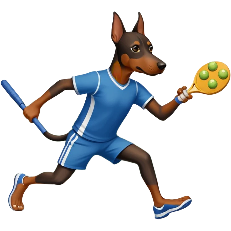Doberman playing Pickleball  emoji
