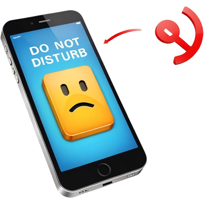 a mobile phone holding up a ‘do not disturb’ sign emoji