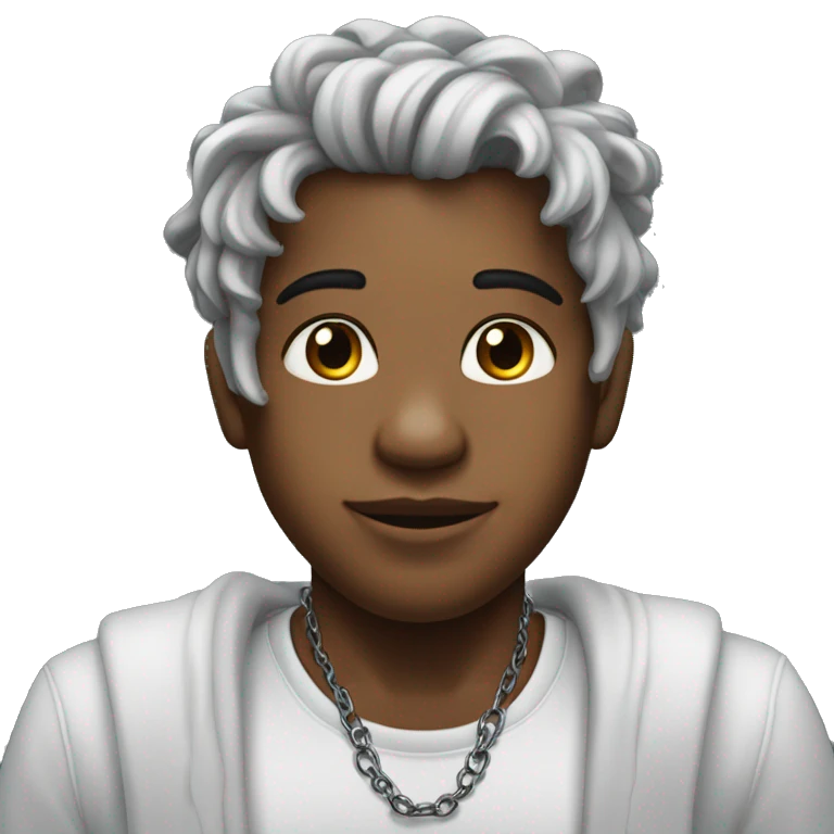 Menino cabelo preto piercing no nariz e brinco emoji