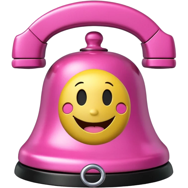 pink call bell with chrome and black base with smiley face on it emoji