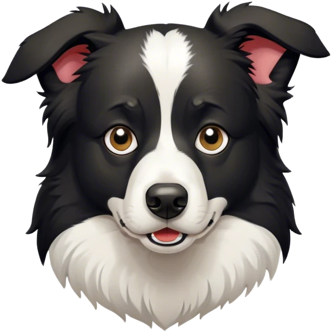 Cinematic Grumpy Border Collie Portrait Emoji, Head tilted slightly with a deeply unimpressed expression, showcasing a dense black and white coat with intense eyes narrowed into an unamused glare, ears slightly drooping in exasperation, Simplified yet comically expressive features, highly detailed, glowing with a dry, sarcastic glow, high shine, effortlessly judgmental yet dignified, stylized with a touch of cynicism, bright but brooding, soft glowing outline, capturing the essence of an eternally unimpressed yet determined herder, so lifelike it feels like it could sigh heavily at you in disdain at any moment! emoji