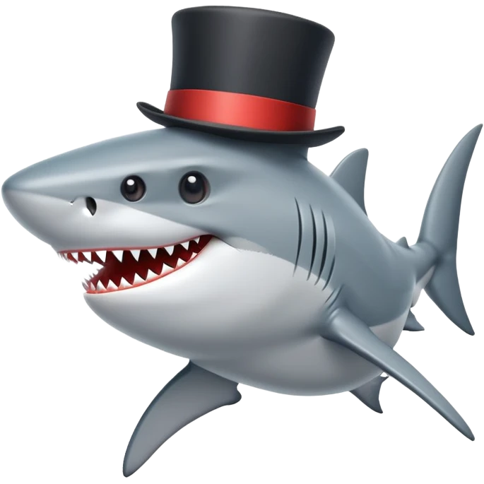 Shark with a top hat emoji