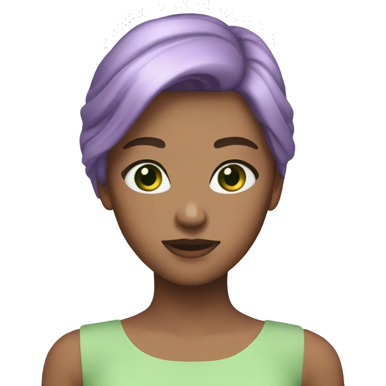 golden brown straight hair green eyes lavender dress emoji