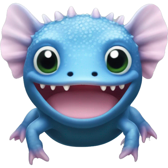 Un axolotl bleu foncé avec ses "oreilles" verte   emoji