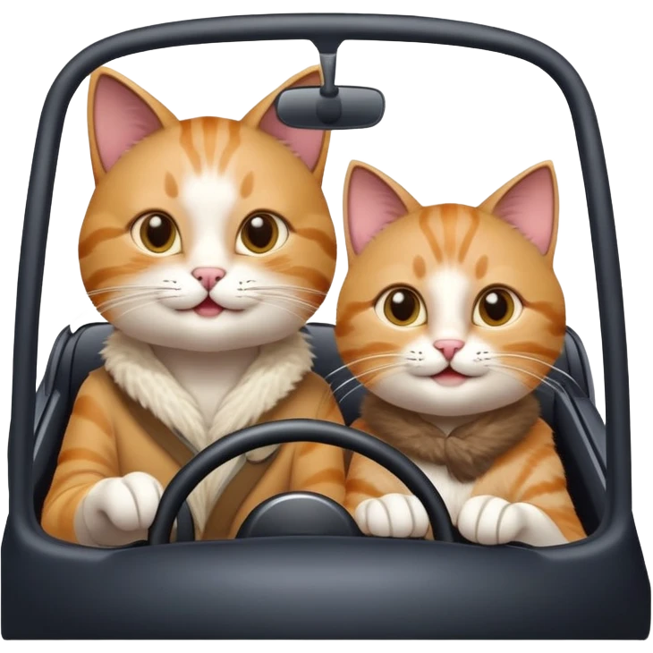 Cat driving with his mother emoji