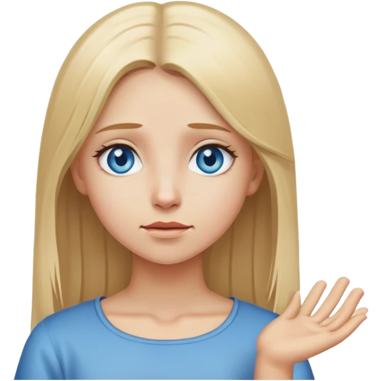 Blond hair, girl with blue eyes and straight hair begging for money emoji