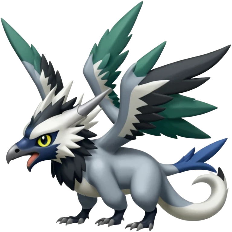 Shiny Black Grey White and Dark-Green Trico-Nargacuga-Silvally-Absol-fusion emoji