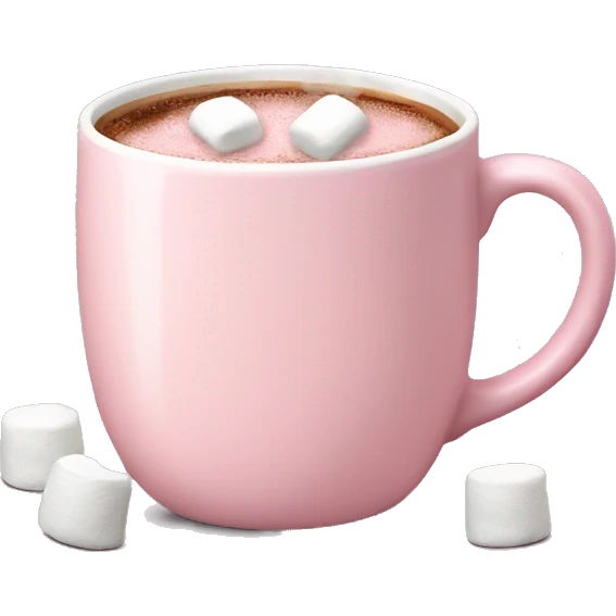 Light Pink mug of hot chocolate with marshmallows  emoji