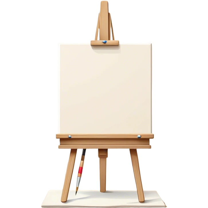 A simple, modern flat-style illustration of a blank canvas on a wooden easel, with a small paintbrush resting against it. The scene is clean and minimal, with a subtle glow or a few tiny sparkles around the canvas, symbolizing creativity and new possibilities. No clutter, soft neutral background, perfect for an empty state UI. emoji