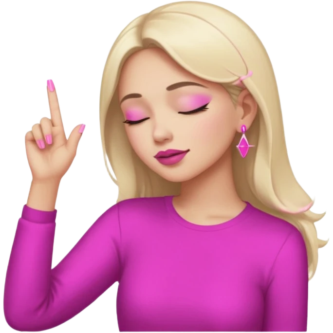 Yellow circle emoji sighing and drumming fingers up the side of their head the eye is closed it is a side profile pink lipstick and pink nails emoji