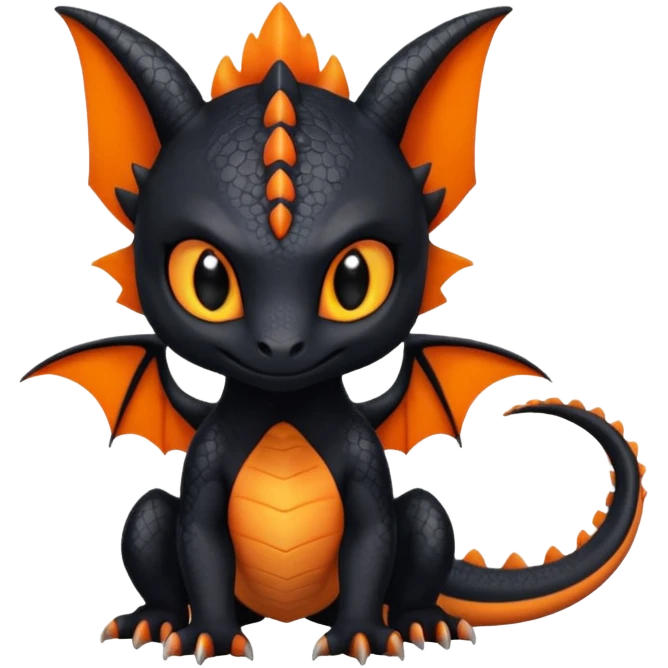 Cute adorable Litten-Salandit-Noibat-Toothless-fusion, full body emoji