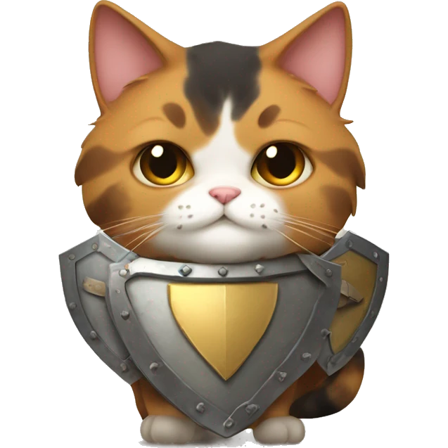 Fat calico cat with a shield  emoji