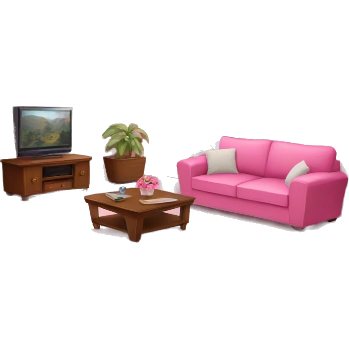 Pink pretty Living room, sofa, tv, table emoji