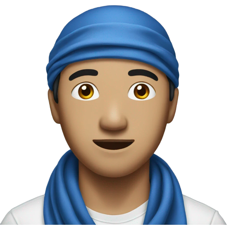 Asian man wearing blue bandanna emoji