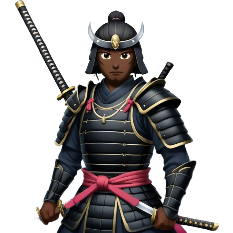 A dark samurai, black armor reflecting the moonlight, katana drawn emoji