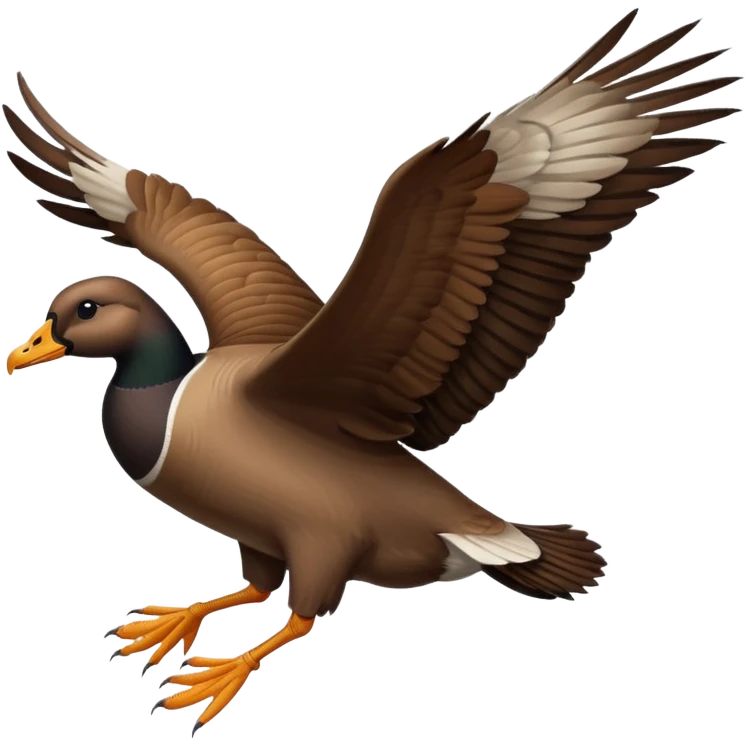 wild goose with black neck and brown wings, in flight emoji