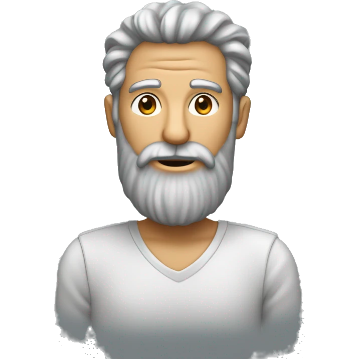 Homme âgé cheveux noir long barbe grise longue avec caméra en main emoji