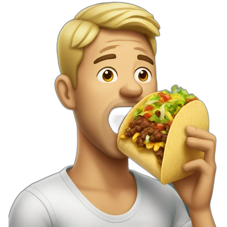 man eating a big taco with his mouth wide open emoji