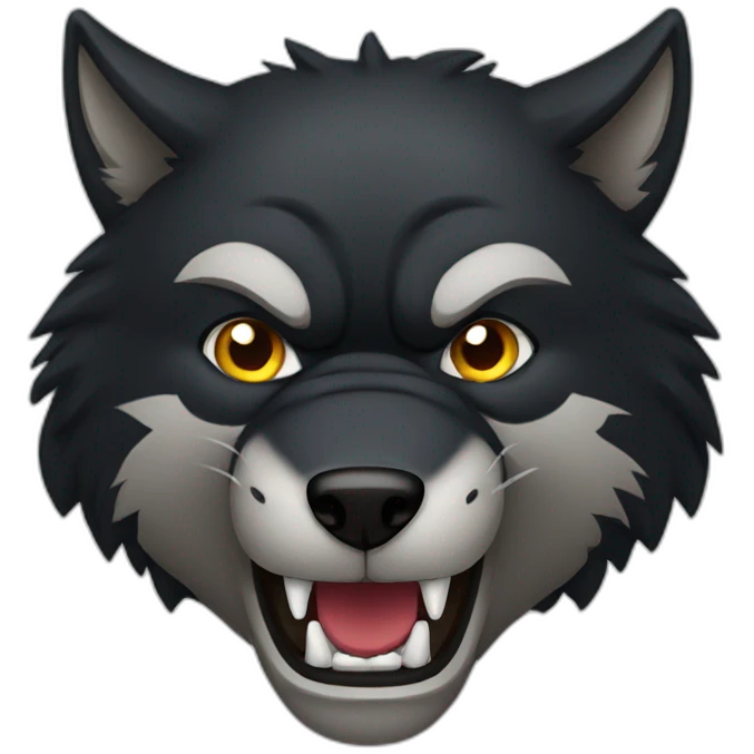 Angry black wolf emoji