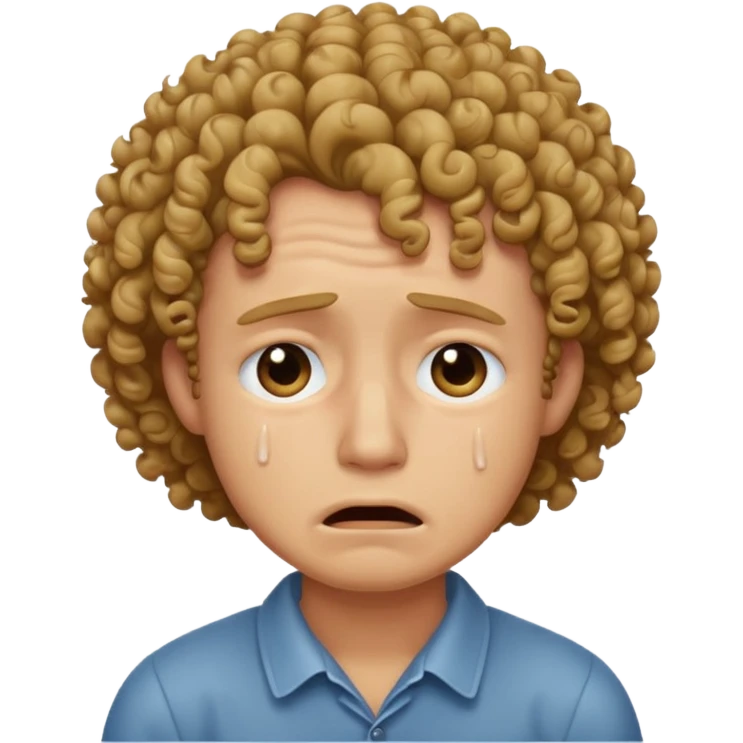 man crying with curly hair emoji