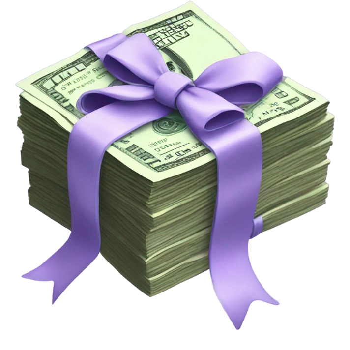 A bunch of dollars, tied with pastel purple bow emoji