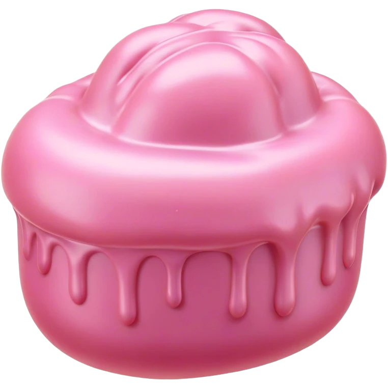 Cinematic Realistic Opaque Pink Slime, smooth and buttery with a pastel pink hue, ultra-glossy with a soft sheen, subtle folds and ridges forming as it moves, reflecting gentle highlights, glowing with a delicate, creamy texture, evoking a sense of playful satisfaction. emoji