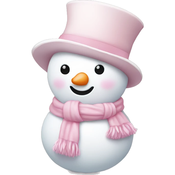 Cute white and light pink snowman emoji