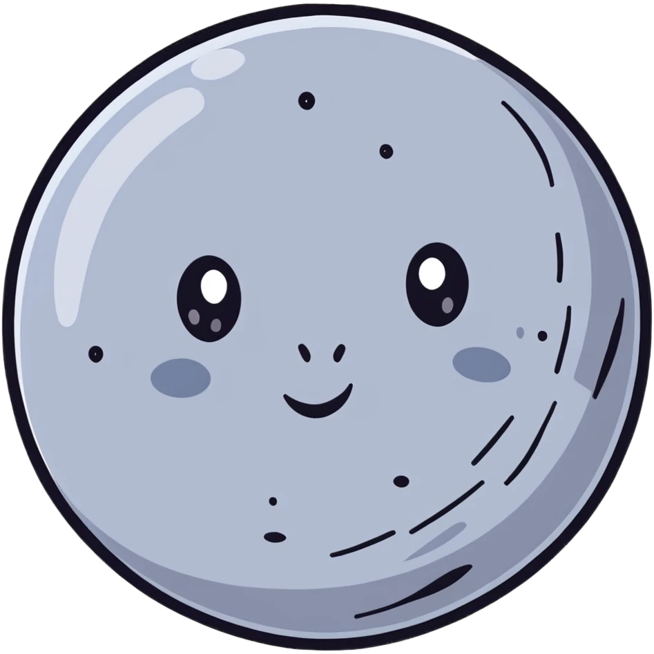 Mercury planet with a cute face and gray surface with craters emoji
