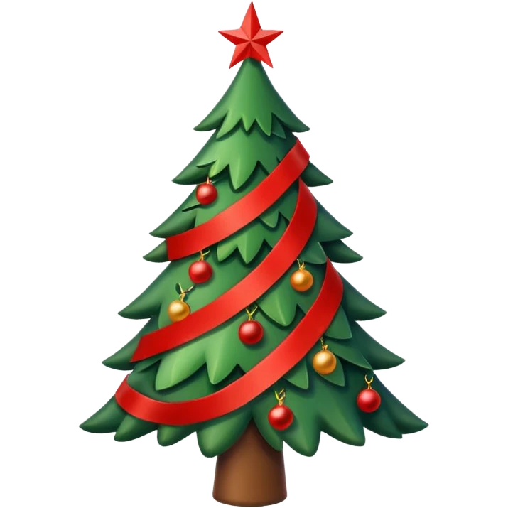 christmas tree with many red ribbons emoji