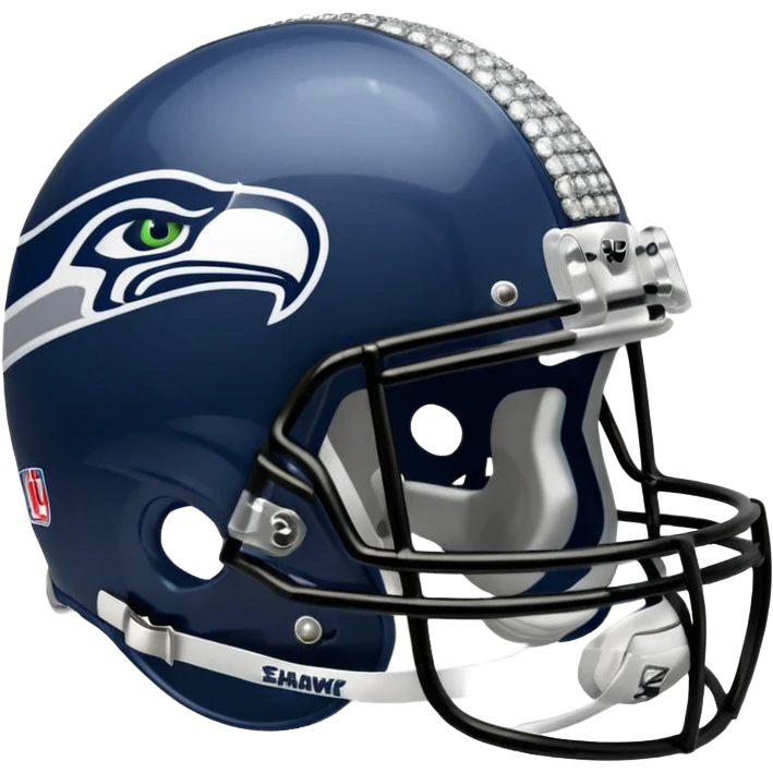 NFL Seahawks logo helmut with diamonds bling  emoji