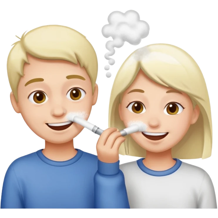 Two friends snorting a line of white powder really happy emoji