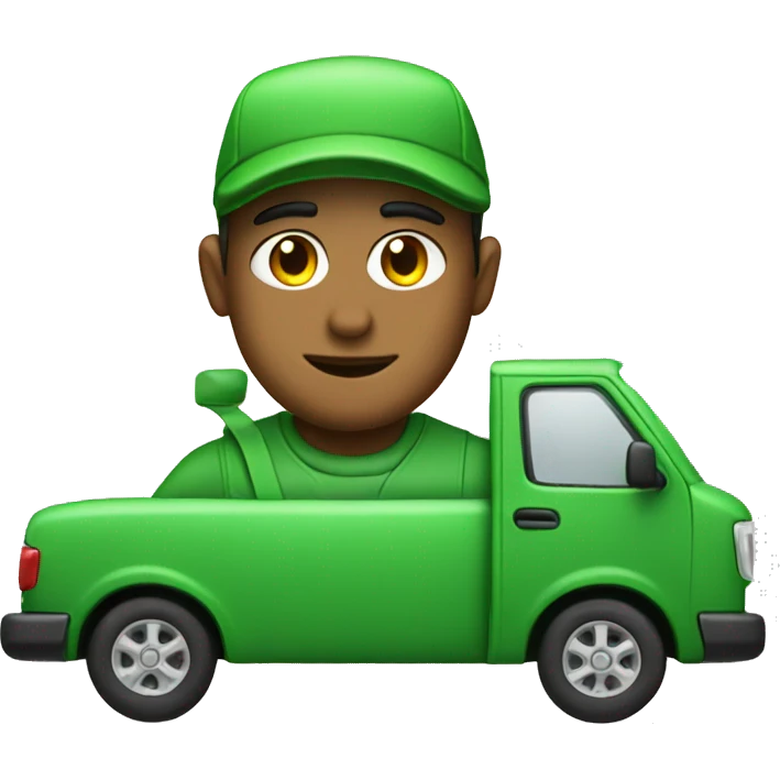 green delivery car with driver emoji