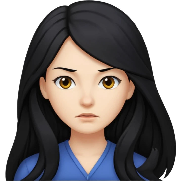  woman with long hair, determined emoji