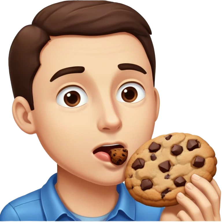 man eating a cookie drooling emoji