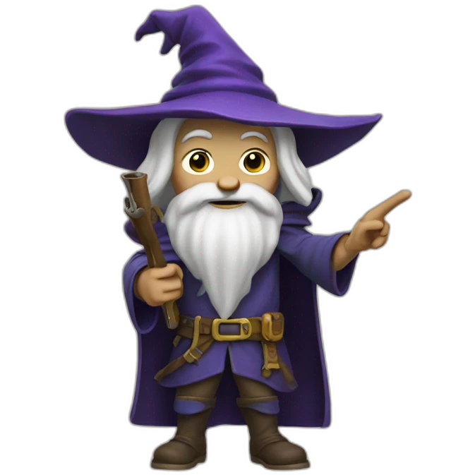 Wizard with gun pointing emoji