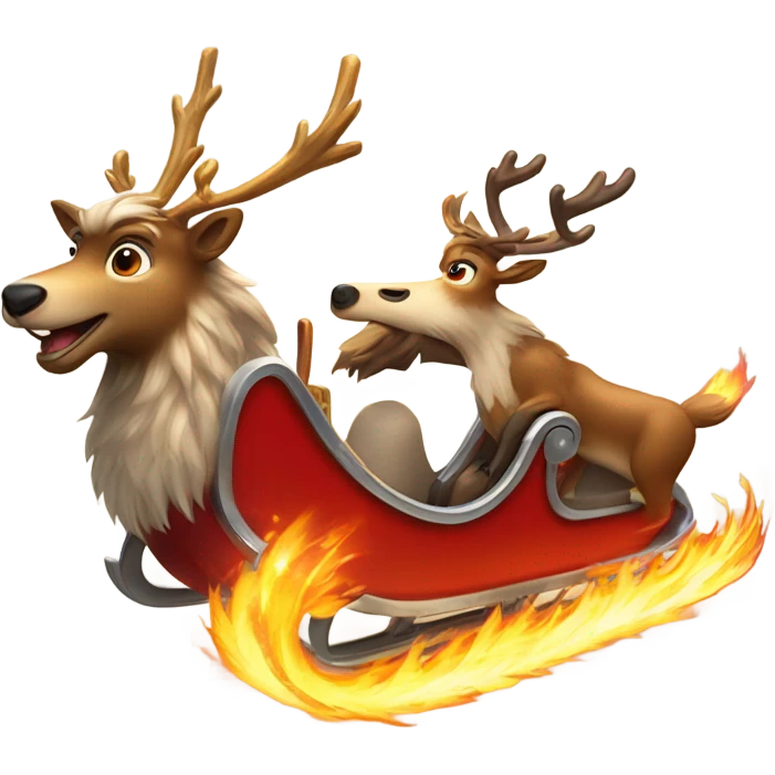 Satan’s rocket sleigh pulled by 2 crazy reindeer  emoji