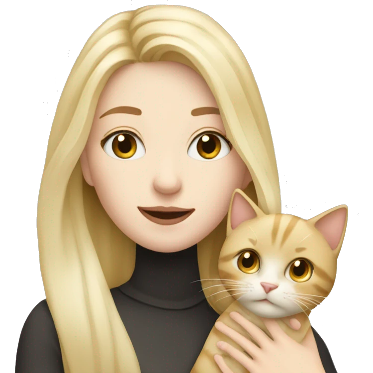 pretty woman with pale skin, very long blonde hair  hugging a cat emoji