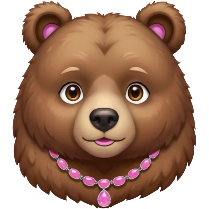 bear with pink necklace and earings emoji