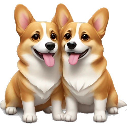 Two cute corgi couple emoji