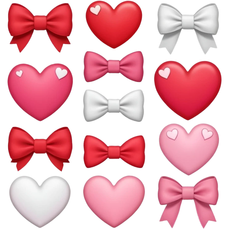 Бантики поцелуи сердечки  emoji