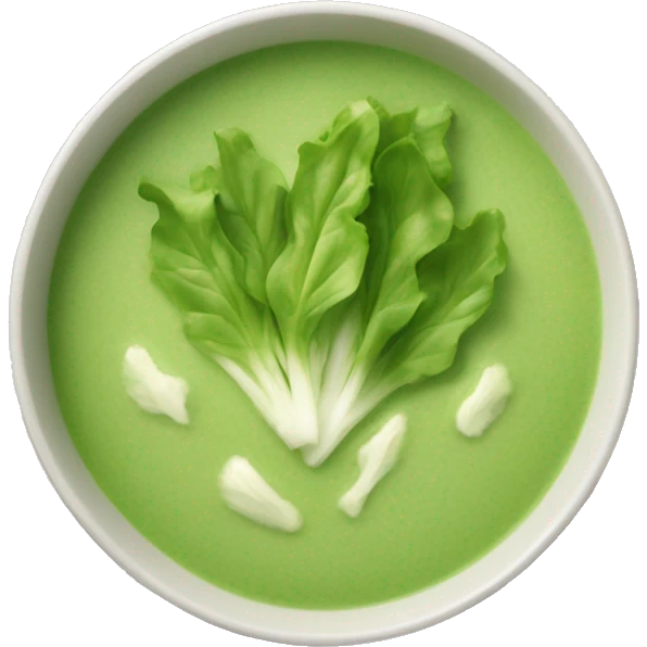 bowl of green soup with lettuce leaves sticking out emoji