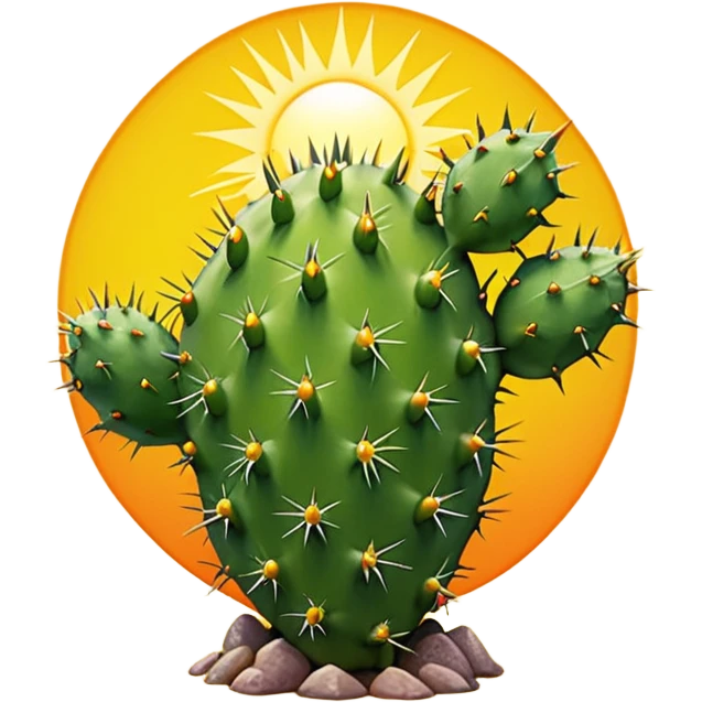 prickly pear cactus with sun in background emoji