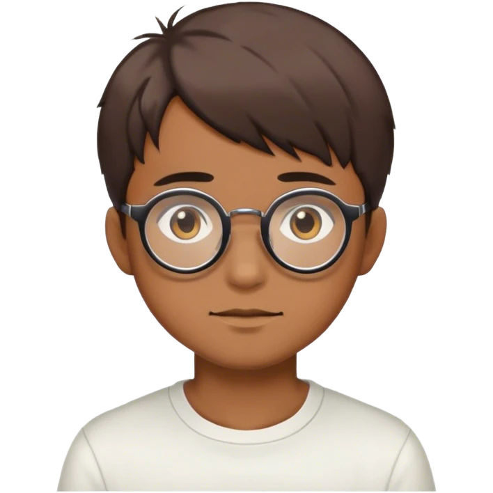 I want a round-glasses, brown-eyed, short-haired,no  beardless man emoji anime style cute emoji
