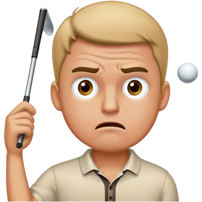 A man losing a golf match in the 18th hole emoji