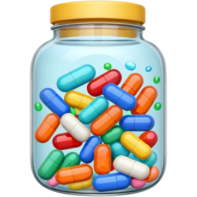 pills in a jar and scattered nearby emoji