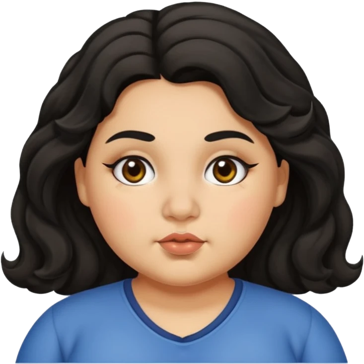 chubby girl with olive skin tone , thick eyebrows , thick nose  and black wavy hairs emoji