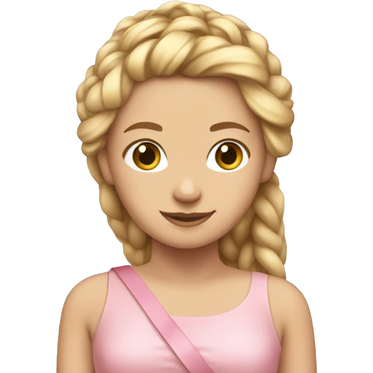  A white girl with braided blonde hair with her soft pink dress and ribbon around her hair emoji
