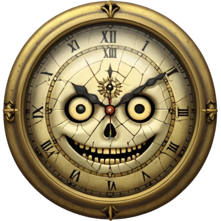 a scary face vintage and cursed  clock  emoji