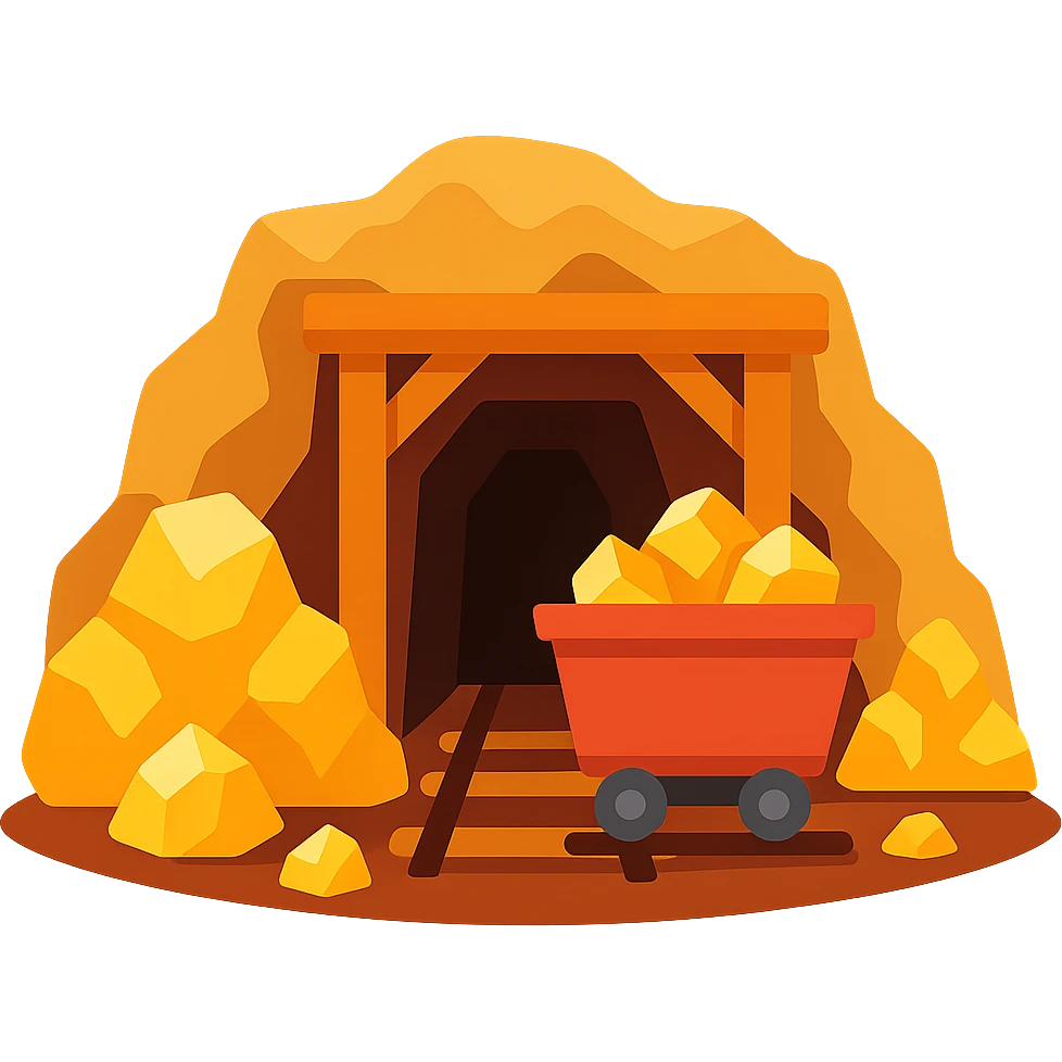 flat toon style gold mine with simple shapes and bright colors emoji