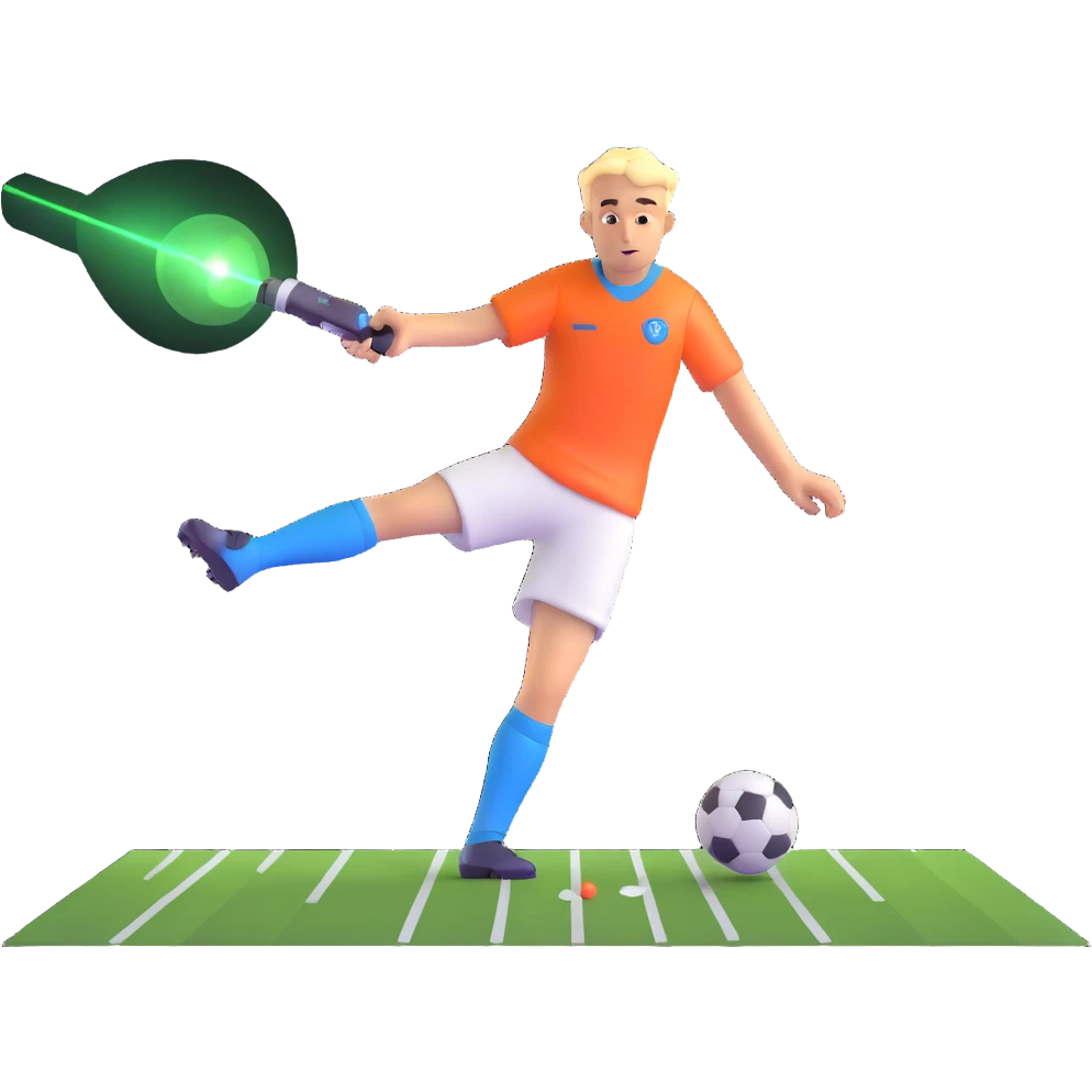 soccer player with a laser beam shooting across the scene emoji